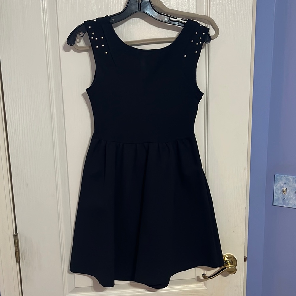 Zara black small open back flare dress